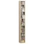 HOMCOM Set of 2 CD Media Display Shelf Unit Tower Rack w/ Adjustable Shelves Wood Color(c-1)