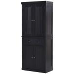 HOMCOM MDF Freestanding Tall Kitchen Cabinet Black(c-1)