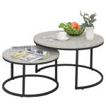 HOMCOM Steel MDF-Top Stack Design 2-Piece Coffee Tables Black/Grey(c-3)
