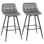 HOMCOM PU Leather Set of 2 Bar Stools w/ Footrest Black/Brown(c-2)