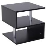 HOMCOM bijzettafel salontafel woonkamertafel salontafel 3 vakken spaanplaat + aluminiumlegering zwart 48 x 48 x 48 cm | Aosom.de