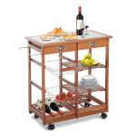 HOMCOM Serveerwagen verrijdbare wagen keukenwagen keukentrolley rolwagen voor de keuken mobiel