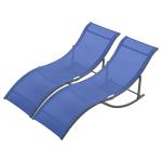 Outsunny Set of 2 S-shaped Lounge Chair Foldable Sleeping Bed 165x61x63cm Dark Grey(c-1)