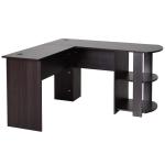 HOMCOM hoekschrijftafel hoek schrijftafel computertafel opbergvak kantoor donkerbruin