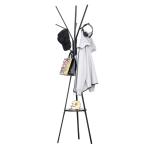 HOMCOM Free Standing Metal Coat Rack Stand 9 Hooks w/ Shelf in Brown(c-2)