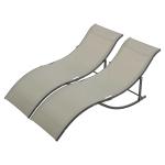 Outsunny Set of 2 S-shaped Lounge Chair Foldable Sleeping Bed 165x61x63cm Dark Grey(c-3)