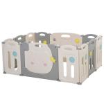 HOMCOM Babies 14-Panel HDPE Playpen Grey(c-1)