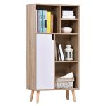 HOMCOM boekenplank vrijstaande stelling keukenkast kubuskast met stoffen schuiflades wit(c-2)