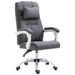 HOMCOM Linen Upholstered High-Back Home Office Chair White/Grey(c-2)