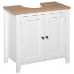 Kleankin Under Sink Bathroom Vanity Unit Ceramic Basin Sink Cloakroom Storage Cabinet Home Furniture - White(c-2)
