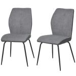 Eetkamerstoelen set van 2, keukenstoel met rugleuning in donkergrijs fluweel(c-5)