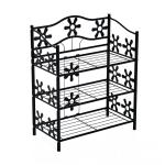 HOMCOM plantenrek bloemenrek metalen rek plantenstandaard 3 niveaus zwart(c-1)
