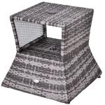 Outsunny Patio Wicker Coffee Table w/ Glass Top Furniture Suitable for Garden Backyard(c-3)