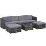 Outsunny 7 Piece Outdoor Patio Rattan Wicker Sofa Set Garden Furniture Padded Footstool(c-1)
