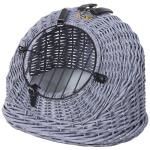 PawHut Transportmand transportbox voor katten honden wilgenmand mandgrot met rooster