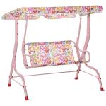 Outsunny 2-Seat Kids Canopy Swing Chair Outdoor Hammock Lounge Toddler Seat Belt Awning(c-1)