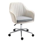 Vinsetto Leisure Office Chair Linen Swivel Computer Desk Chair Study w/ Wheel, Beige(c-1)