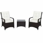 Outsunny 3PC Rattan Table Chair Bistro Garden Furniture Set Wicker Table Outdoor Patio(c-1)