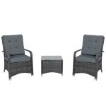 Outsunny 3PC Rattan Table Chair Bistro Garden Furniture Set Wicker Table Outdoor Patio(c-2)