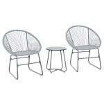 Outsunny Steel Frame Slatted Outdoor Garden Bistro Set Black/Brown(c-1)