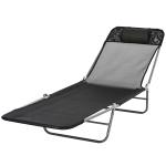 Outsunny Garden Lounger Recliner Adjustable Sun Bed Chair-Coffee(c-2)
