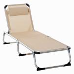 Outsunny Folding Outdoor Reclining Sun Lounger Chair w/ Pillow Aluminium Frame Grey(c-3)