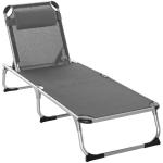 Outsunny Folding Outdoor Reclining Sun Lounger Chair w/ Pillow Aluminium Frame Grey(c-2)