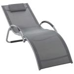 Outsunny Folding Outdoor Reclining Sun Lounger Chair w/ Pillow Aluminium Frame Grey(c-1)