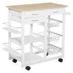 HOMCOM Serving Cart Kitchen Island Mobile Utility Cart with Spice Racks Drawers(c-1)