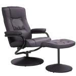 HOMCOM PVC Reclining Executive Chair w/ Footrest Stool Cream(c-1)