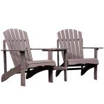 Outsunny Acacia Wood 2-Seater Outdoor Garden Armchair Bench w/ Table(c-2)