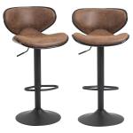 HOMCOM Vintage Bar Stool Set of 2 Faux Leather Adjustable Height Armless Chairs(c-2)