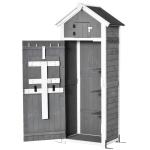Outsunny Garden Wood Storage Shed with Workstation, Hooks, Asphalt Roof and Ground Nails(c-1)