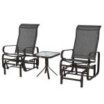 Outsunny 3 Pcs Rattan Rocking Set W/Cushion-Black/Beige(c-3)