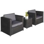 Outsunny 3 Pcs Rattan Sofa Furniture Set W/Cushions, Steel Frame-Grey(c-2)