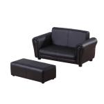 HOMCOM Kids Armchairs with Foot Stool Children Sofa Kids Sofa Children PU Leather Chair Set Princess Crown Armchair Sofa For Toddlers - Pink(c-8)