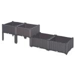 Outsunny PP Set Of 2 Raised Outdoor Garden Planter Box Brown(c-1)