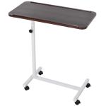 HOMCOM Multipurpose Overbed/Chair Table W/4 Castors-White/Brown(c-2)