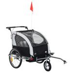 HOMCOM 2 in 1 Child Bike Trailer,2-Seater-Black/Red(c-1)
