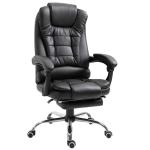 HOMCOM Recliner PU Office Chair W/Footrest-Black(c-1)