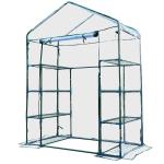Outsunny 1.43Lx1.43Wx1.95H m Steel Frame Greenhouse, 2 Shelves-Deep Green(c-2)