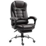 HOMCOM Recliner PU Office Chair W/Footrest-Black(c-2)
