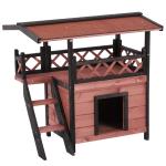 PawHut Domestic Pets Weatherproof Fir Wood Outdoor Kennel Shelter Brown(c-2)