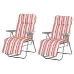 Outsunny 2Pc Folding Sun Loungers Set-Green/Grey(c-3)
