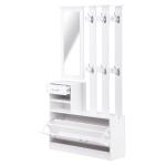 3-in-1 garderobeset garderobepaneel schoenenkast met spiegel 2-delig wit(c-3)