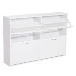 HOMCOM Schoenenkast met kantelklep schoenenkast schoenenrek schoenplank 16 - 24 paar schoenen met 4 kleppen