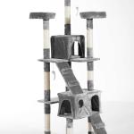 PawHut kattenboom krabpaal kattenkrabpaal klimboom sisal trap 170 cm beige/grijs