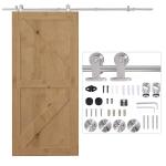HOMCOM 2m Sliding Wood Barn Door Stainless Steel Set(c-4)