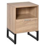 HOMCOM Bedside Table with Drawer and Shelf, Living Room End Table, Bedroom Nightstand(c-1)