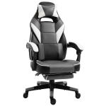 Vinsetto ergonomische bureaustoel, gaming stoel, draaistoel, kunstleer, grijs, wit, zwart, 68 x 70 x 120-127 cm